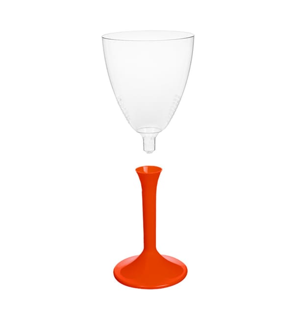 Copa de Plastico Vino con Pie Rojo 180ml (200 Uds) Copa de Plastico Vino con Pie Rojo 180ml (200 Uds)