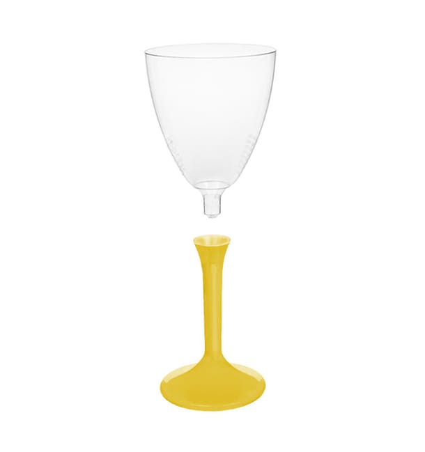 Copa de Plastico Vino con Pie Amarillo 180ml (20 Uds) Copa de Plastico Vino con Pie Amarillo 180ml (20 Uds)