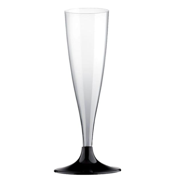 Copa de Plastico Cava con Pie Negro 140ml (20 Uds) Copa de Plastico Cava con Pie Negro 140ml (20 Uds)