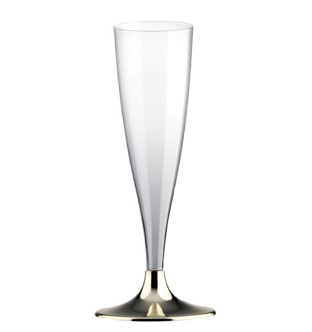 Copa de Plastico Cava con Pie Oro Cromado 140ml (200 Uds) Copa de Plastico Cava con Pie Oro Cromado 140ml (200 Uds)
