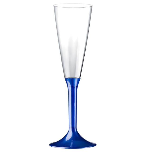 Copa de Plastico Cava con Pie Azul Perlado 160ml (200 Uds) Copa de Plastico Cava con Pie Azul Perlado 160ml (200 Uds)