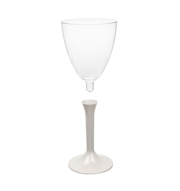 Copa de Plastico Vino con Pie Beige 180ml (200 Uds) Copa de Plastico Vino con Pie Beige 180ml (200 Uds)