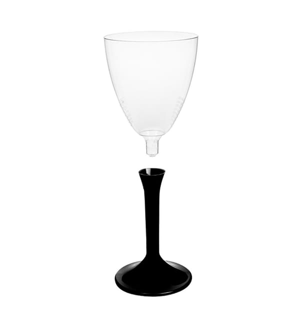 Copa de Plastico Vino con Pie Negro 180ml (200 Uds) Copa de Plastico Vino con Pie Negro 180ml (200 Uds)