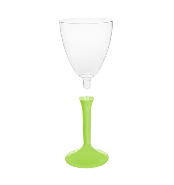 Copa de Plastico Vino con Pie Verde Lima 180ml (20 Uds) Copa de Plastico Vino con Pie Verde Lima 180ml (20 Uds)