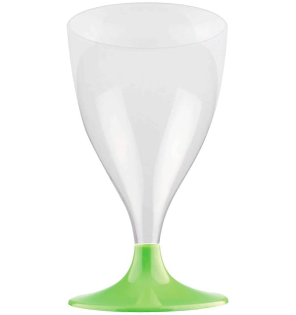 Copa de Plastico Vino con Pie Verde Lima 200ml (20 Uds) Copa de Plastico Vino con Pie Verde Lima 200ml (20 Uds)
