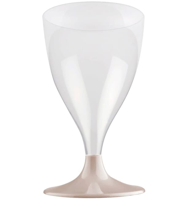 Copa de Plastico Vino con Pie Crema 200ml (200 Uds) Copa de Plastico Vino con Pie Crema 200ml (200 Uds)