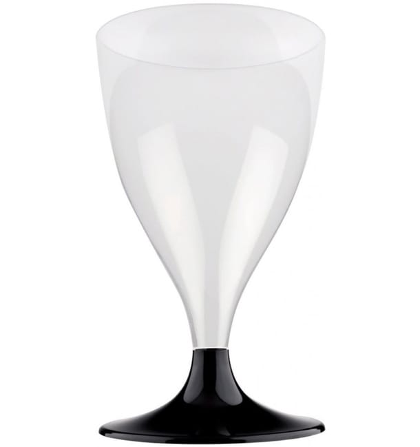 Copa de Plastico Vino con Pie Negro 200ml (20 Uds)