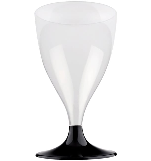 Copa de Plastico Vino con Pie Negro 200ml (20 Uds) Copa de Plastico Vino con Pie Negro 200ml (20 Uds)