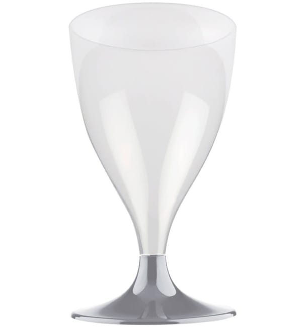 Copa de Plastico Vino con Pie Gris 200ml (20 Uds) Copa de Plastico Vino con Pie Gris 200ml (20 Uds)