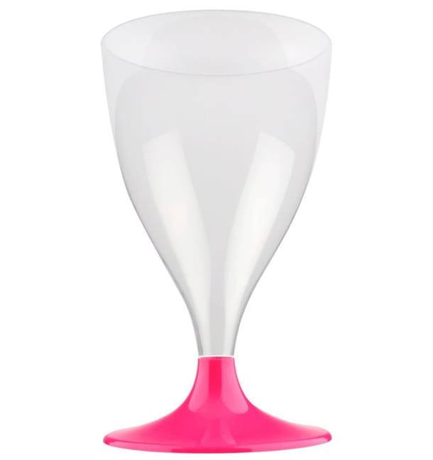 Copa de Plastico Vino con Pie Fucsia 200ml (20 Uds) Copa de Plastico Vino con Pie Fucsia 200ml (20 Uds)