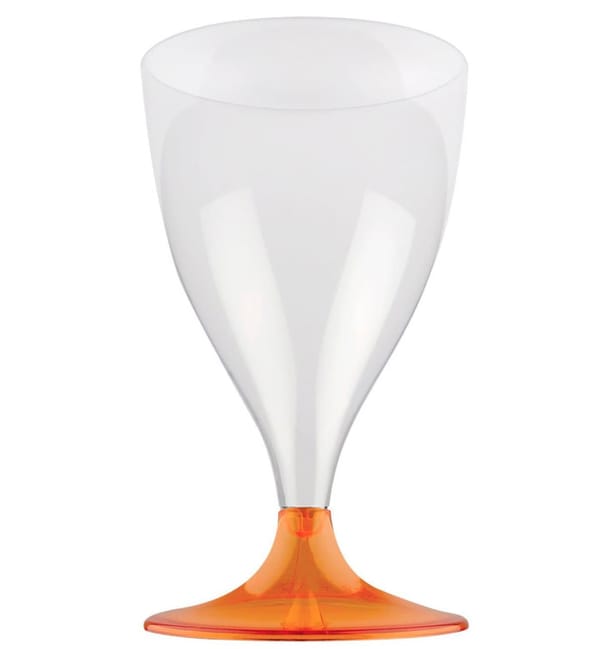 Copa de Plastico Vino con Pie Naranja Transp. 200ml (20 Uds) Copa de Plastico Vino con Pie Naranja Transp. 200ml (20 Uds)