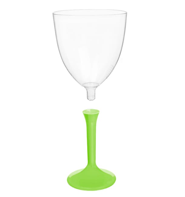 Copa de Plastico Vino con Pie Verde Lima 300ml (20 Uds)