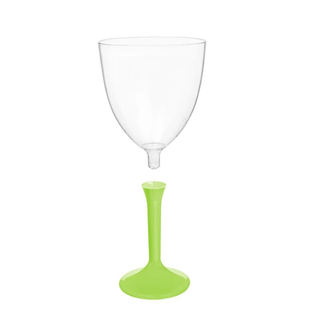 Copa de Plastico Vino con Pie Verde Lima 300ml (20 Uds) Copa de Plastico Vino con Pie Verde Lima 300ml (20 Uds)