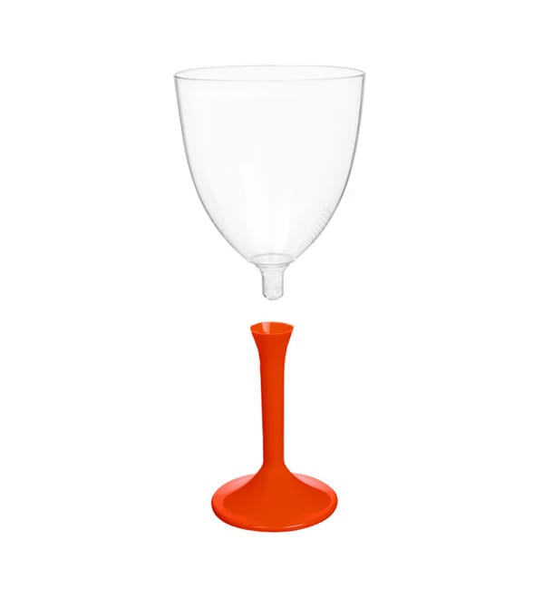 Copa de Plastico Vino con Pie Rojo 300ml (200 Uds) Copa de Plastico Vino con Pie Rojo 300ml (200 Uds)
