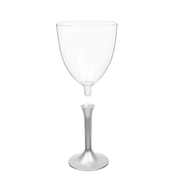 Copa de Plastico Vino con Pie Gris 300ml (200 Uds) Copa de Plastico Vino con Pie Gris 300ml (200 Uds)