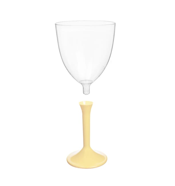 Copa de Plastico Vino con Pie Crema 300ml (20 Uds) Copa de Plastico Vino con Pie Crema 300ml (20 Uds)