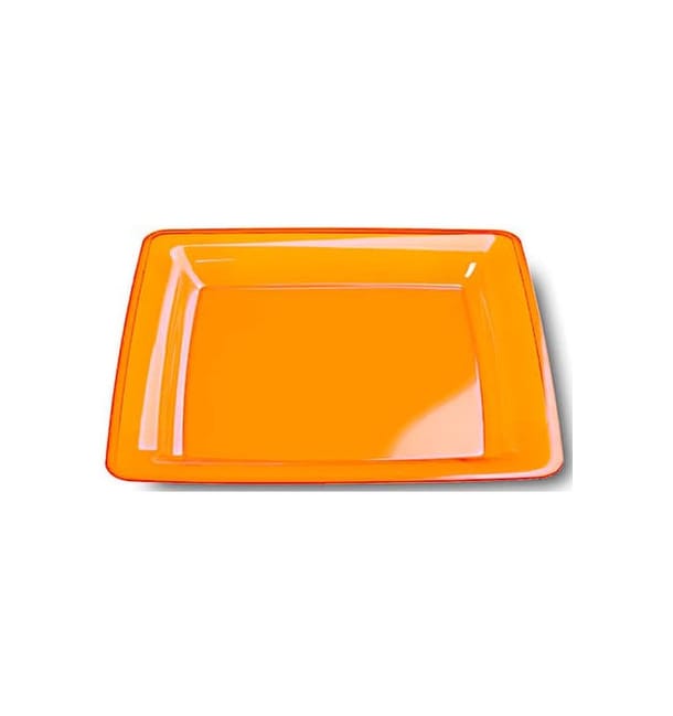 Plato Plastico Cuadrado Extra Rigido Naranja 22,5x22,5cm (6 Uds) Plato Plastico Cuadrado Extra Rigido Naranja 22,5x22,5cm (6 Uds)
