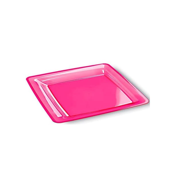 Plato Plastico Cuadrado Extra Rigido Frambuesa 22,5x22,5cm (72 Uds) Plato Plastico Cuadrado Extra Rigido Frambuesa 22,5x22,5cm (72 Uds)