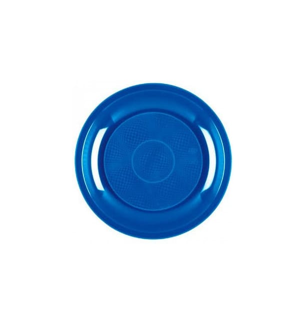 Plato de Plastico Llano Azul Mediterraneo Round PP Ø220mm (600 Uds)