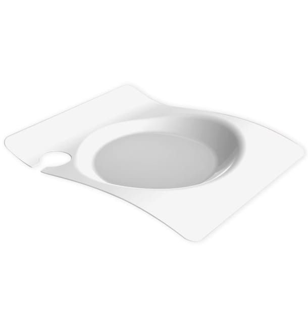 Plato de Plastico "Forma" con Soporte Blanco 22x18 cm (12 Uds) Plato de Plastico "Forma" con Soporte Blanco 22x18 cm (12 Uds)