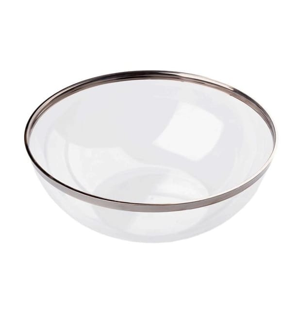 Bol Plástico Transparente Ribete Plata 1500ml (40 Uds) Bol Plástico Transparente Ribete Plata 1500ml (40 Uds)