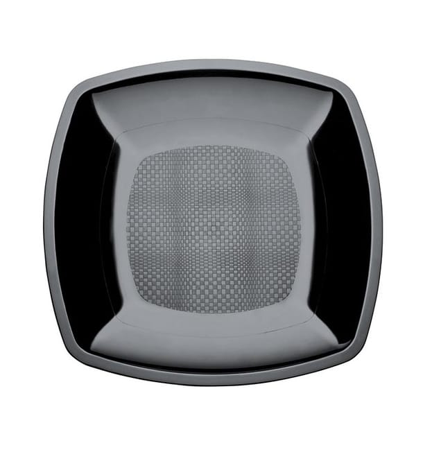 Plato de Plastico Llano Negro Square PS 230mm (25 Uds) Plato de Plastico Llano Negro Square PS 230mm (25 Uds)