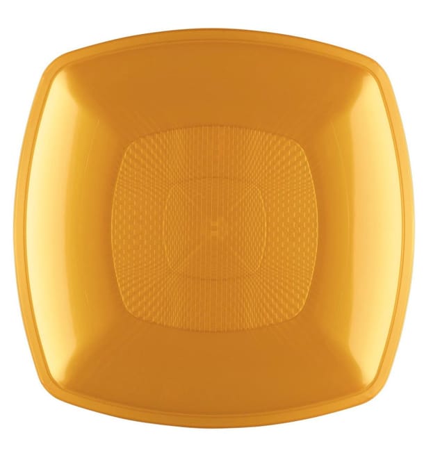 Plato de Plastico Llano Oro Square PP 180mm (12 Uds) Plato de Plastico Llano Oro Square PP 180mm (12 Uds)