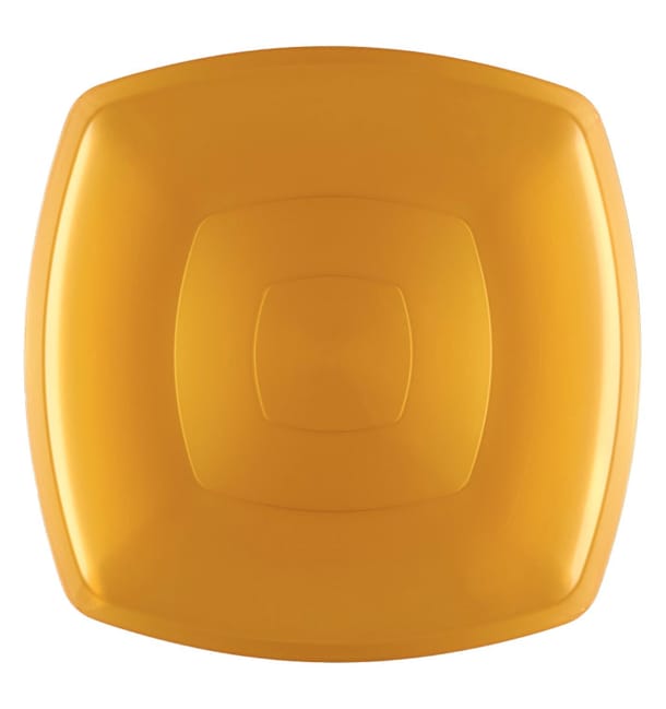 Plato de Plastico Llano Oro Square PS 300mm (12 Uds) Plato de Plastico Llano Oro Square PS 300mm (12 Uds)