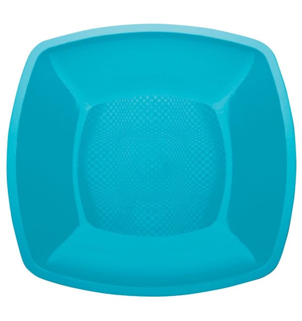 Plato de Plastico Llano Turquesa Square PP 230mm (150 Uds) Plato de Plastico Llano Turquesa Square PP 230mm (150 Uds)