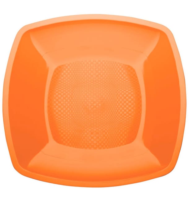 Plato de Plastico Llano Naranja Square PP 230mm (25 Uds) Plato de Plastico Llano Naranja Square PP 230mm (25 Uds)