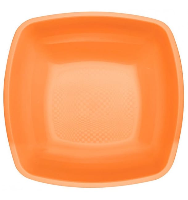 Plato de Plastico Hondo Naranja Square PP 180mm (25 Uds)