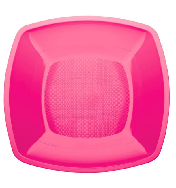 Plato de Plastico Llano Fucsia Square PP 180mm (25 Uds) Plato de Plastico Llano Fucsia Square PP 180mm (25 Uds)