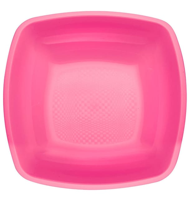 Plato de Plastico Hondo Fucsia Square PP 180mm (150 Uds)