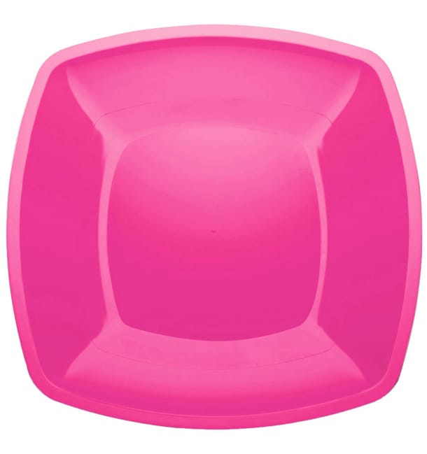 Plato de Plastico Llano Fucsia Square PS 300mm (12 Uds) Plato de Plastico Llano Fucsia Square PS 300mm (12 Uds)