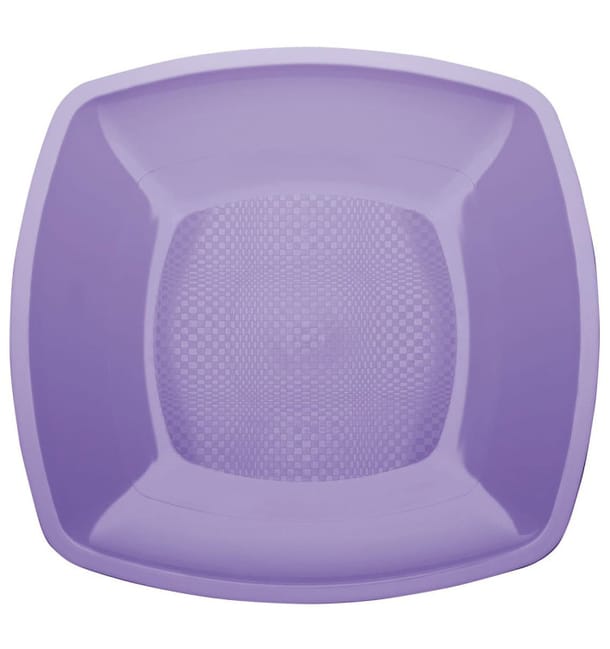 Plato de Plastico Llano Lila Square PP 230mm (150 Uds) Plato de Plastico Llano Lila Square PP 230mm (150 Uds)