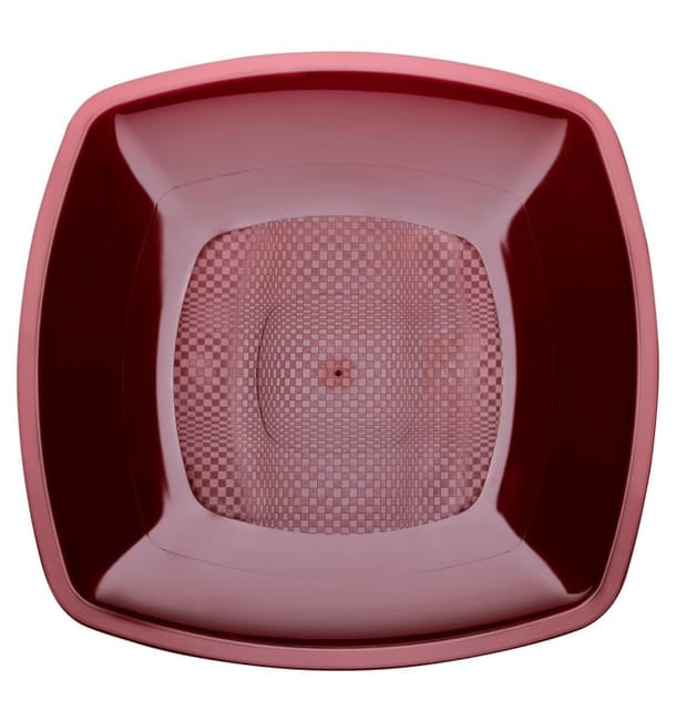 Plato de Plastico Hondo Burdeos Square PP 180mm (25 Uds) Plato de Plastico Hondo Burdeos Square PP 180mm (25 Uds)
