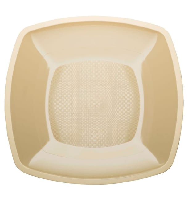 Plato de Plastico Llano Crema Square PP 180mm (150 Uds) Plato de Plastico Llano Crema Square PP 180mm (150 Uds)
