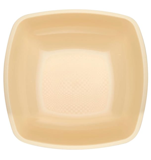 Plato de Plastico Hondo Crema Square PP 180mm (25 Uds)