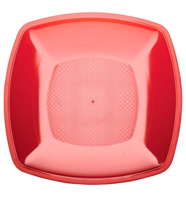 Plato de Plastico Llano Rojo Transp. Square PS 180mm (25 Uds) Plato de Plastico Llano Rojo Transp. Square PS 180mm (25 Uds)