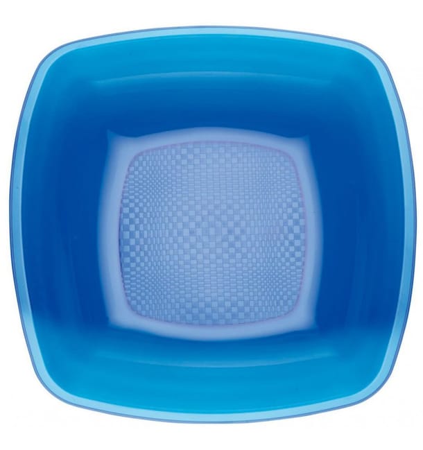 Plato de Plastico Hondo Azul Transp. Square PS 180mm (150 Uds)