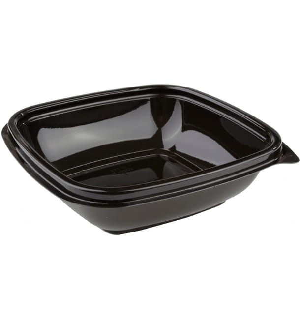 Bol Plástico Cuadrado Negro PET 250ml 125x125x40mm (50 Uds)