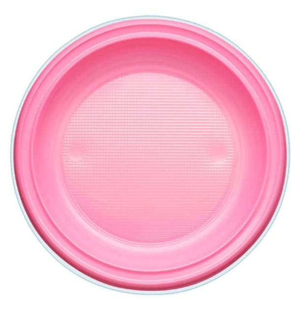 Plato de Plastico PS Hondo Rosa Ø220mm (30 Uds)