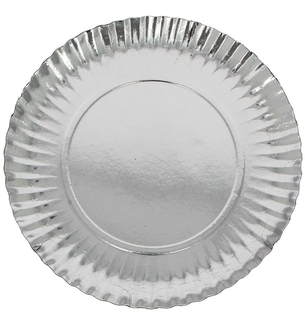 Plato de Carton Redondo Plata 230mm (100 Uds) Plato de Carton Redondo Plata 230mm (100 Uds)