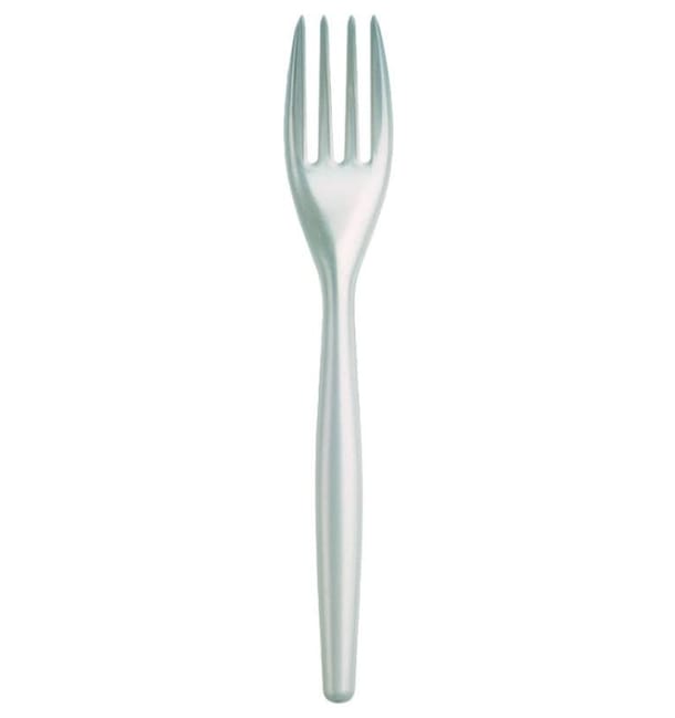 Tenedor de Plastico Easy PS Blanco Perlado 180mm (500 Uds) Tenedor de Plastico Easy PS Blanco Perlado 180mm (500 Uds)