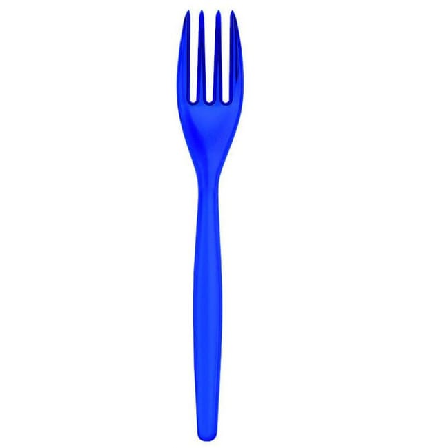 Tenedor de Plastico Easy PS Azul Perlado 180mm (500 Uds)