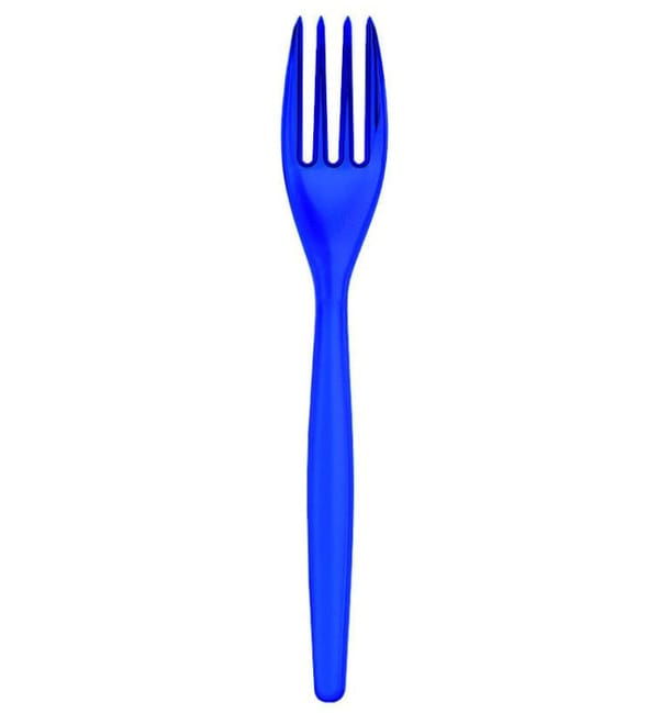 Tenedor de Plastico Easy PS Azul Perlado 180mm (500 Uds) Tenedor de Plastico Easy PS Azul Perlado 180mm (500 Uds)