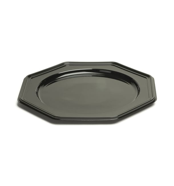 Bajoplato de Plastico Catering Octog. Negro 30 cm (10 Uds)