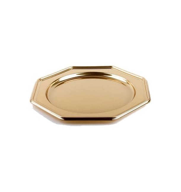 Bajoplato de Plastico Catering Octog. Oro 30 cm (5 Uds) Bajoplato de Plastico Catering Octog. Oro 30 cm (5 Uds)
