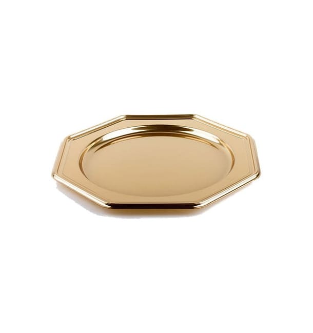 Bajoplato de Plastico Catering Octog. Oro 30 cm (50 Uds)