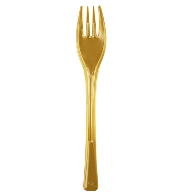 Tenedor de Plastico Fly Oro 140mm (50 Uds) Tenedor de Plastico Fly Oro 140mm (50 Uds)